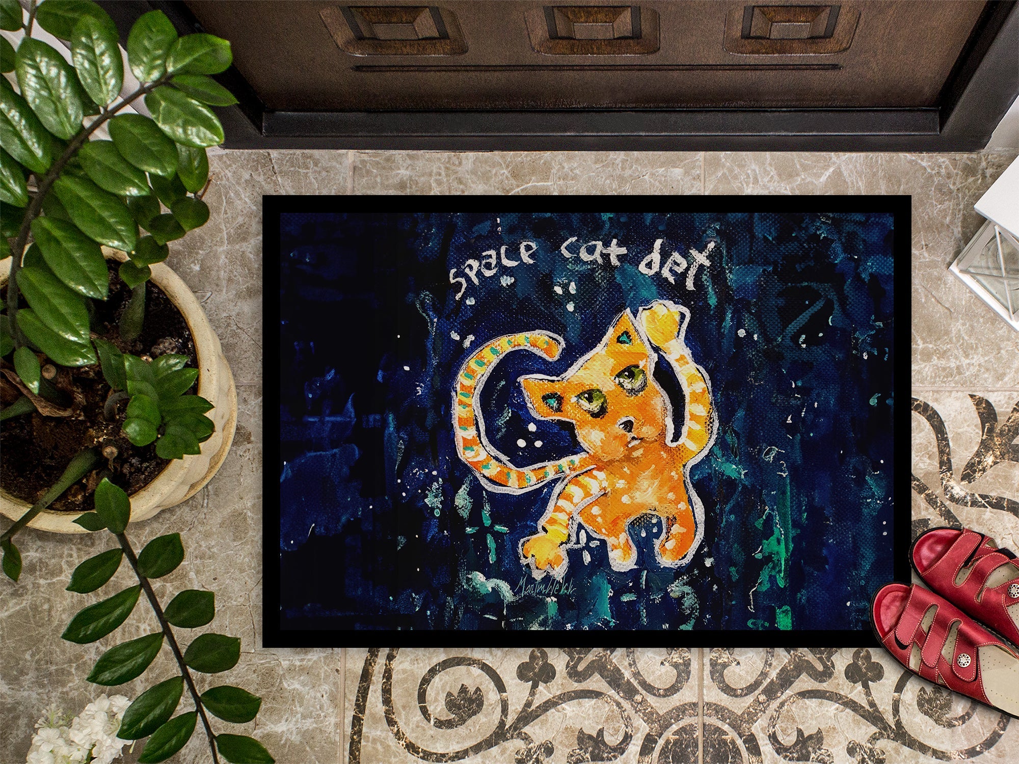 Space Cat Det Cat Doormat