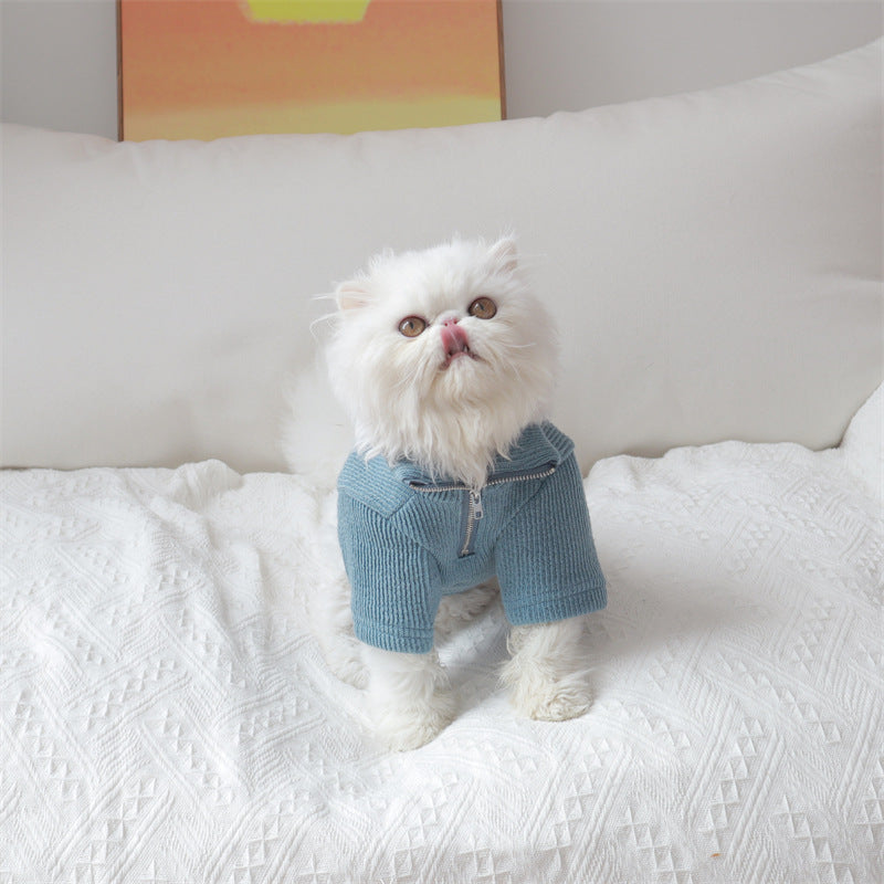 Dog Shirt with Stand-up Collar and Zipper Design